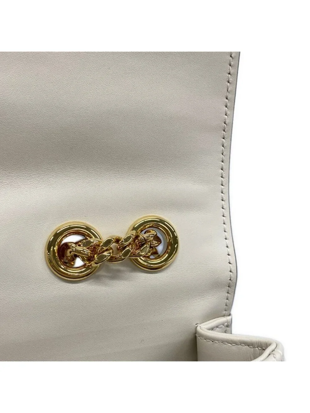 Gucci Shoulder Bag Deco Chain Ivory Leather